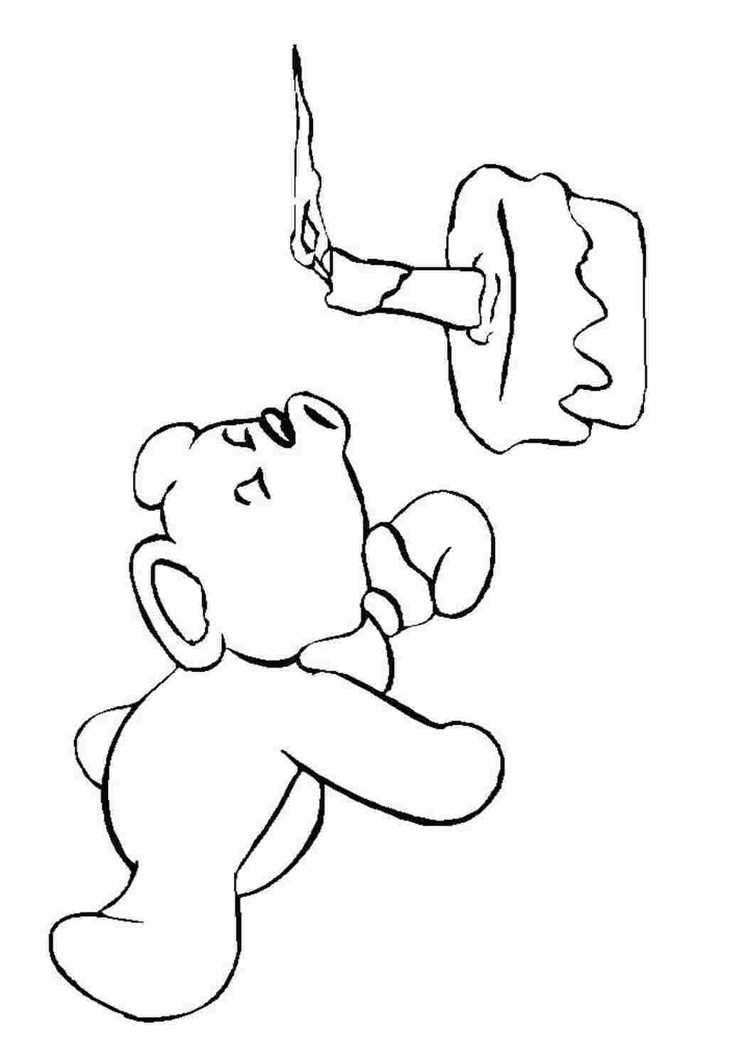 Раскраска мишка задувает свечу