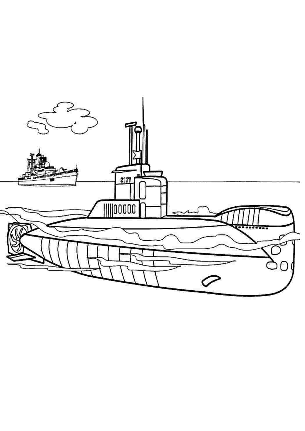Подводная лодка раскраска