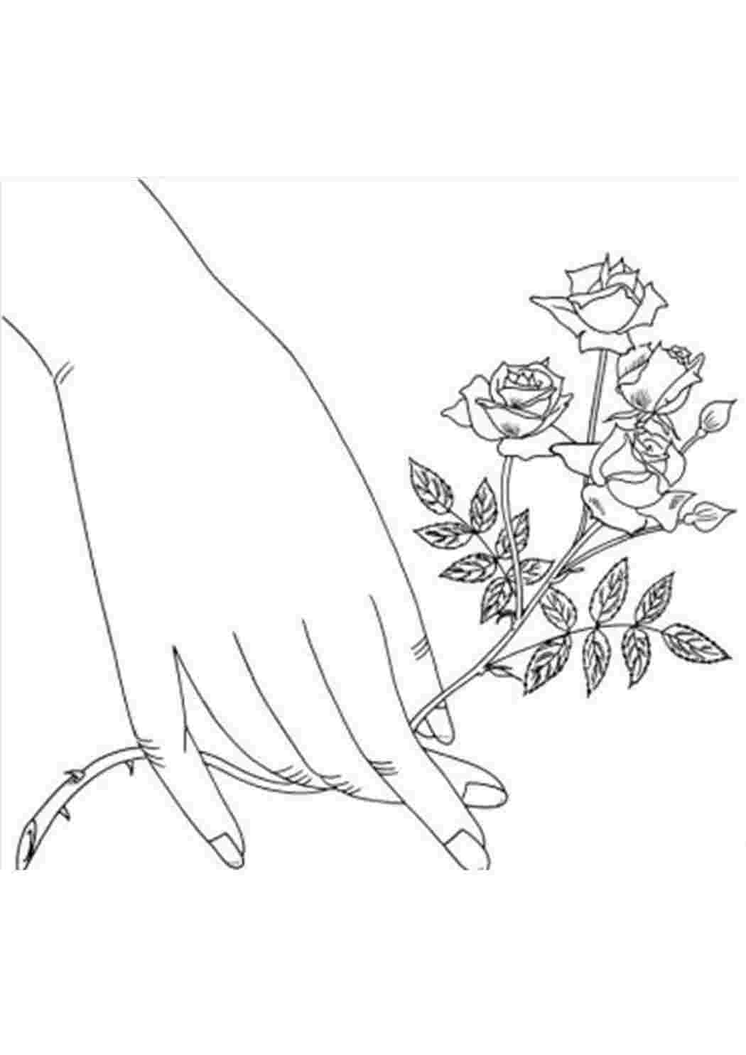 Раскраска букет цветов с рукой
