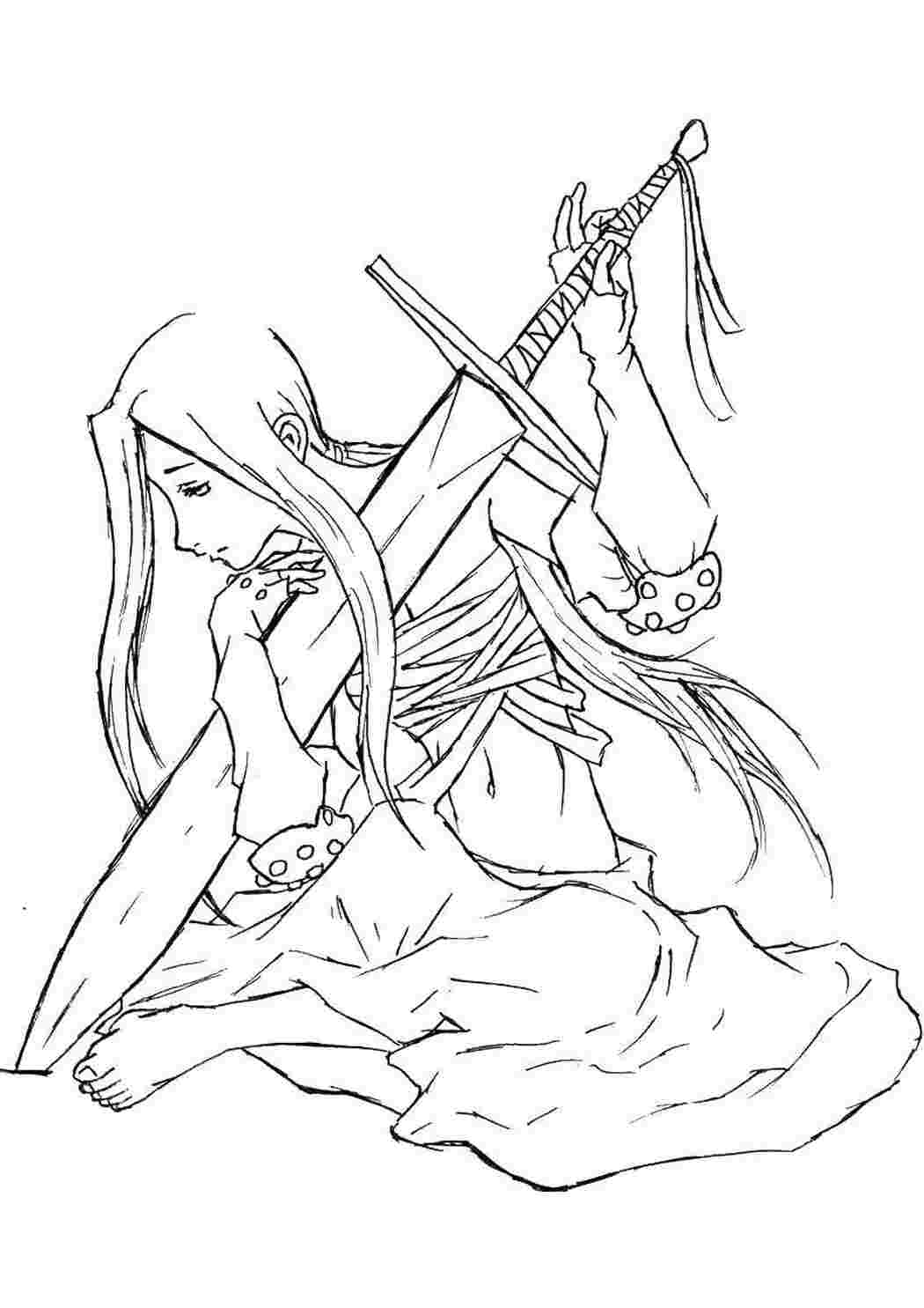 Раскраска аниме с мечом