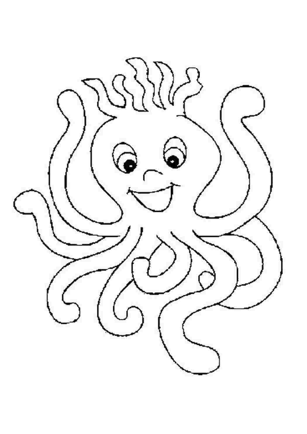 Раскраска осьминог для детей 3-4 лет