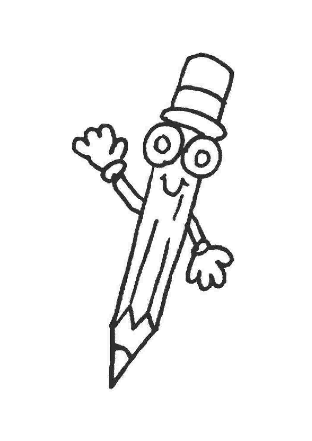 Раскраска Карандаш машет рукой