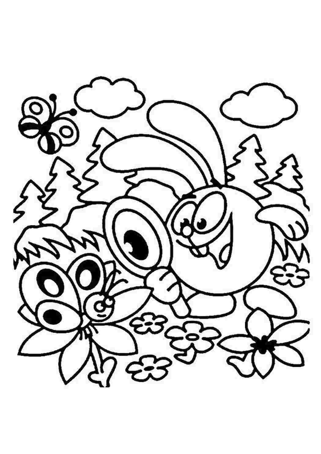 Раскраска Любопытный Крош