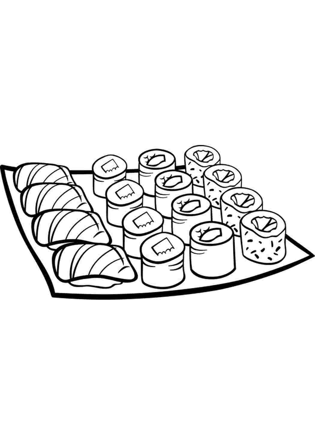 Раскраска суши роллы