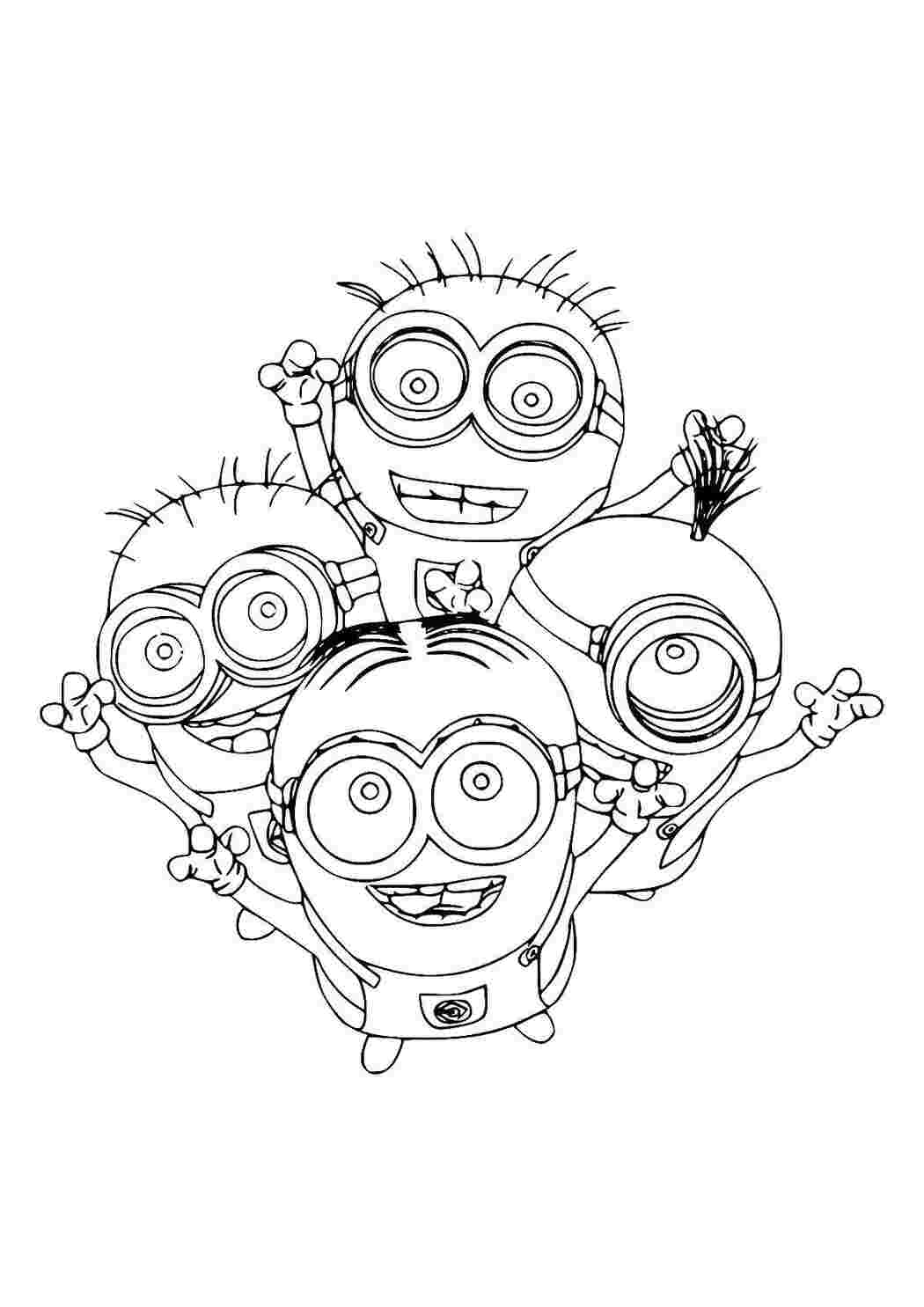 Раскраска Радостные миньоны