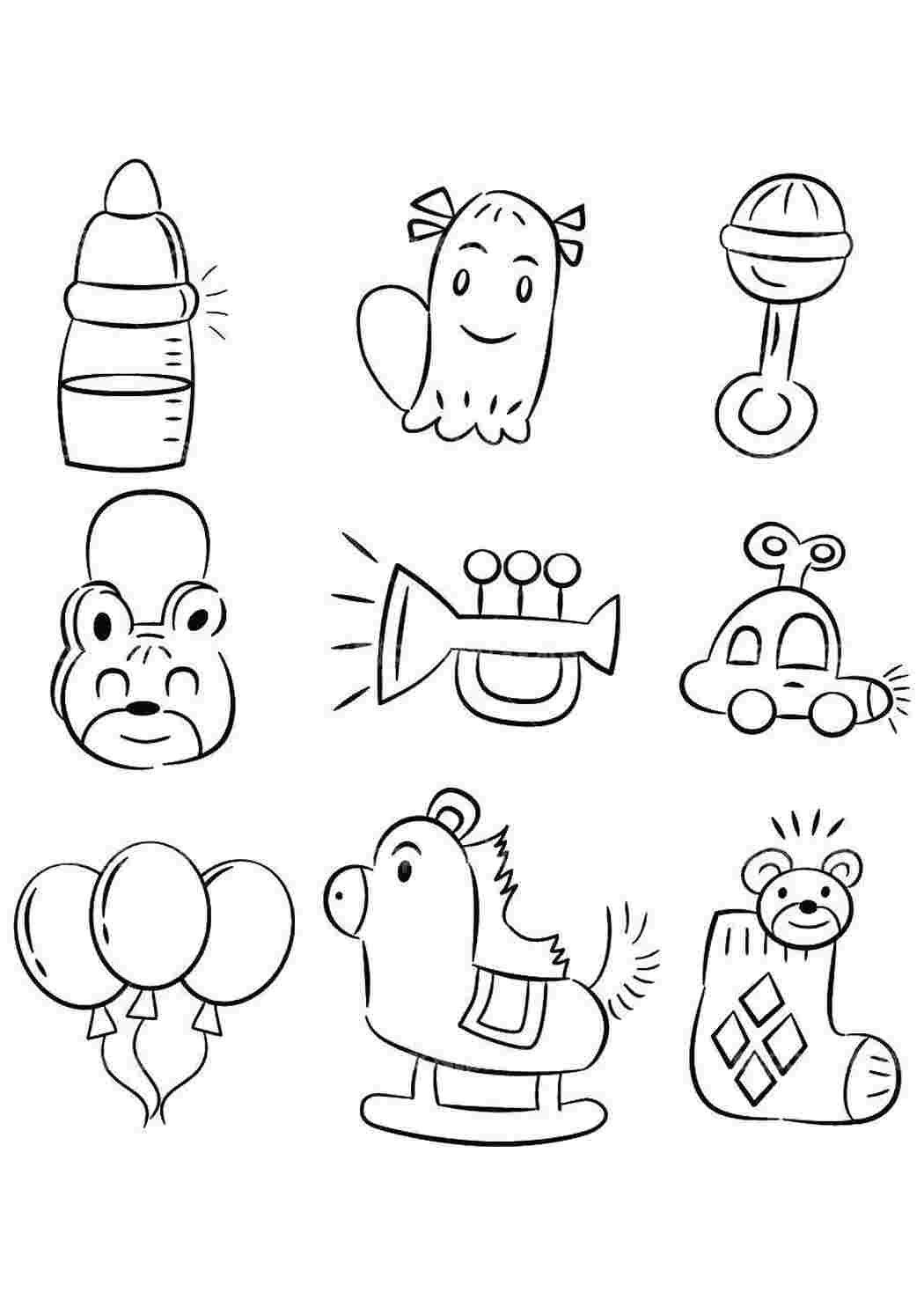 Раскраска Наборы детских игрушек