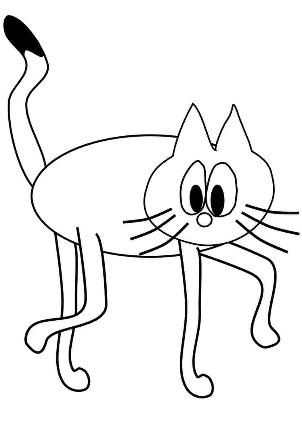 Кот с длинным хвостом раскраска