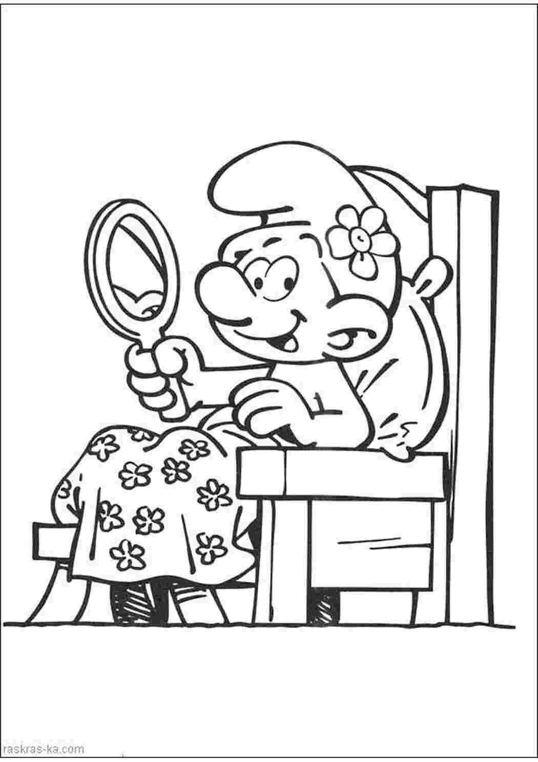 Раскраска Смурфик отдыхает