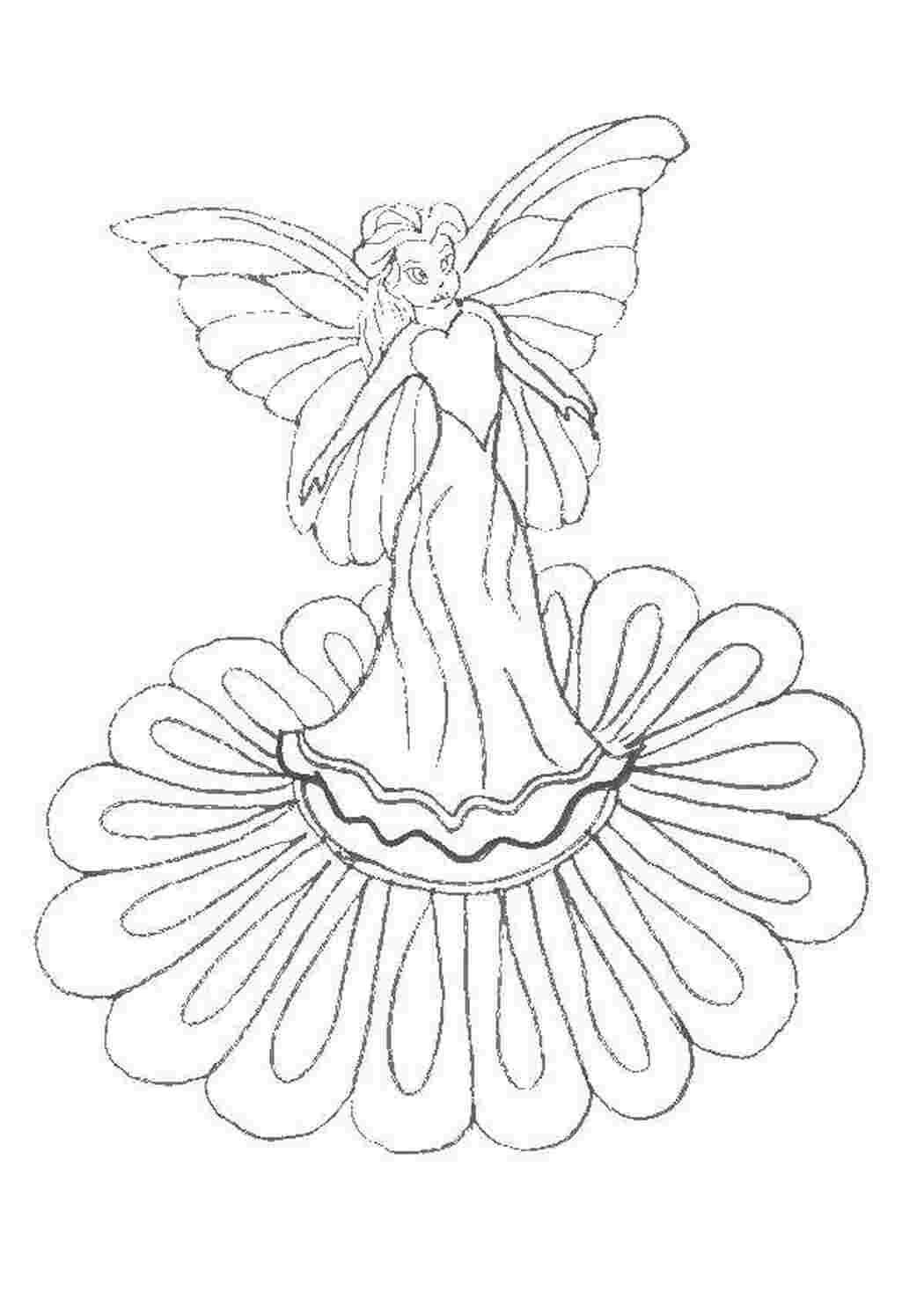 Раскраска Фея на цветке
