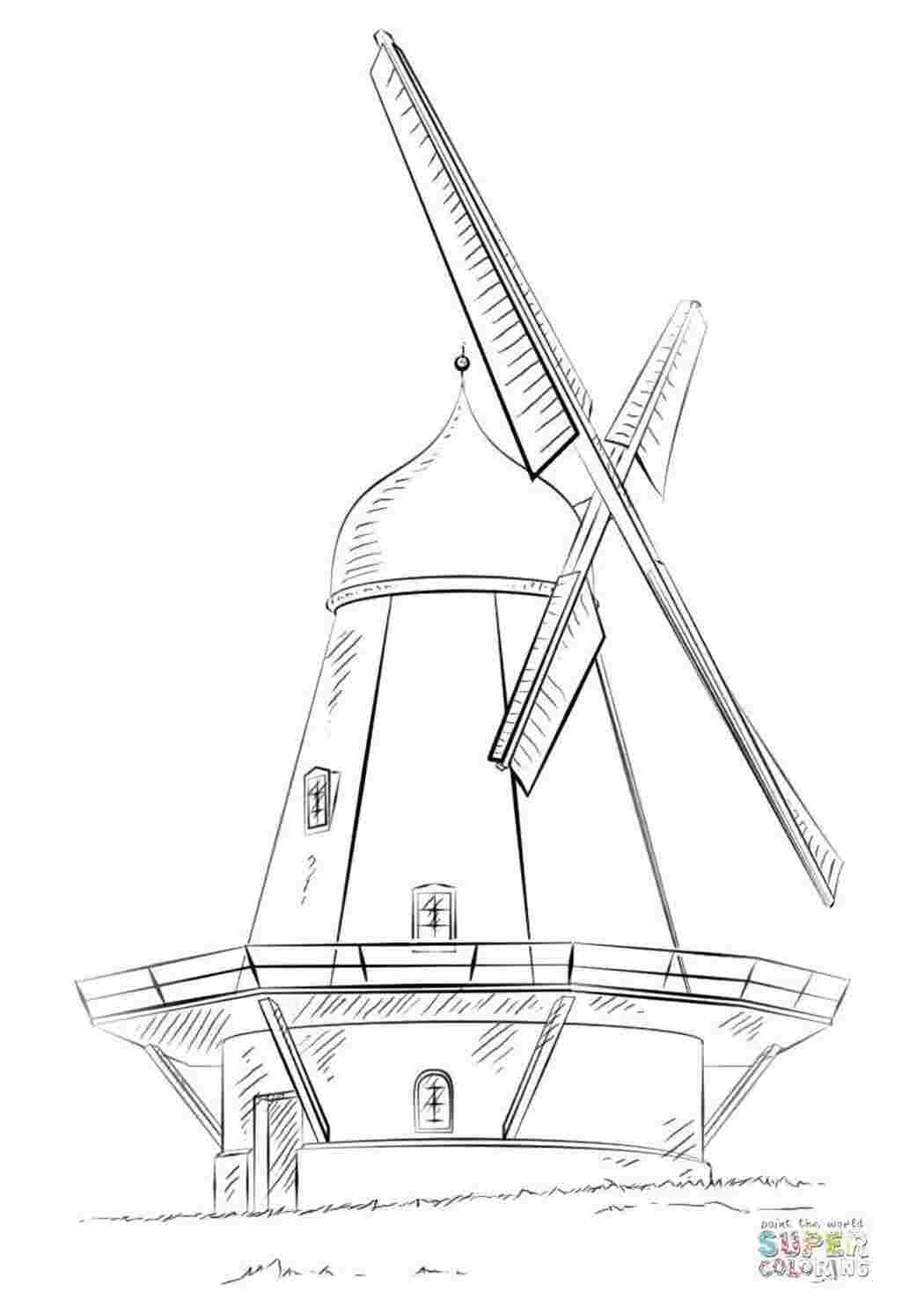 Раскраска Мельница