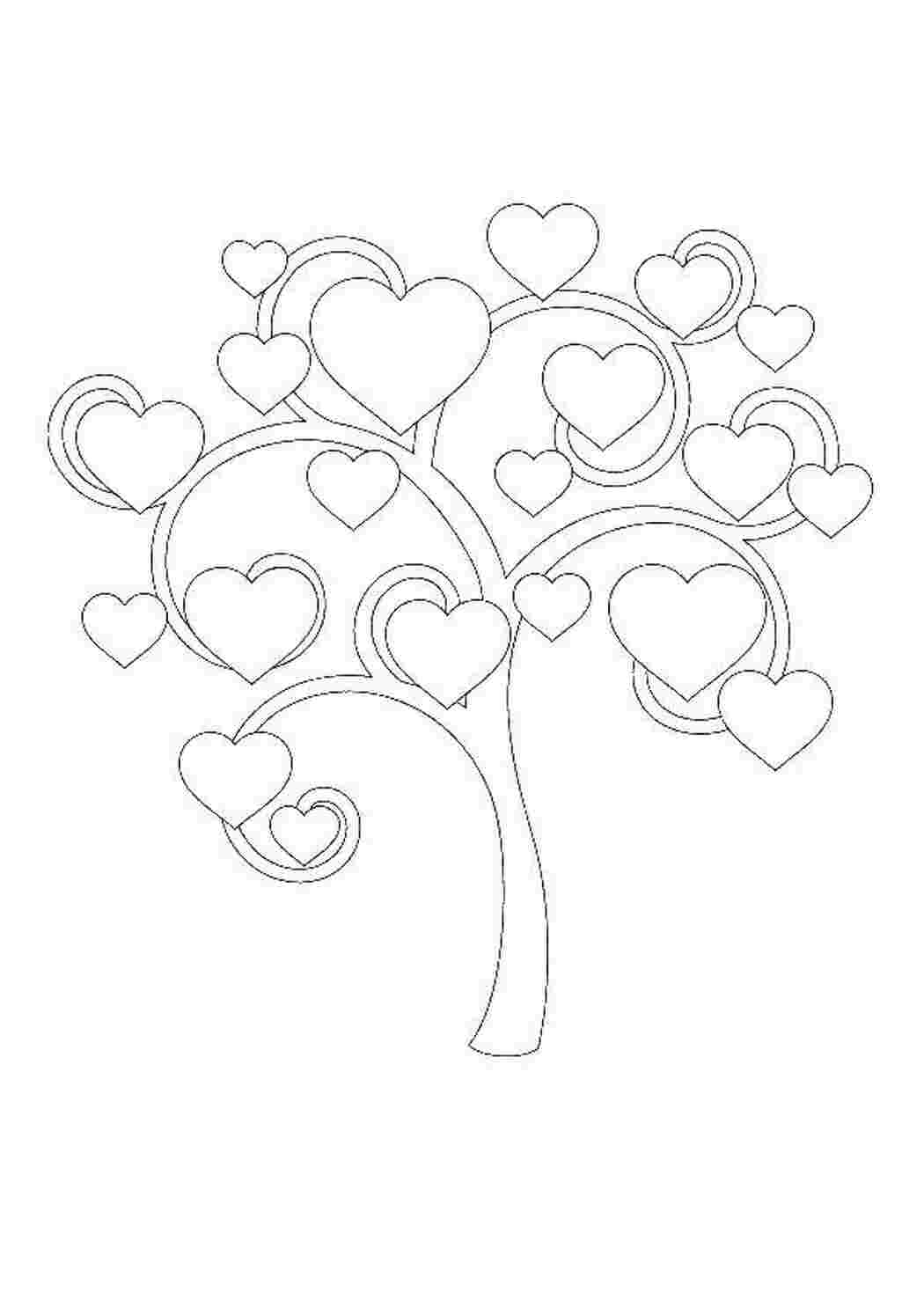 Дерева с сердечками для рисования