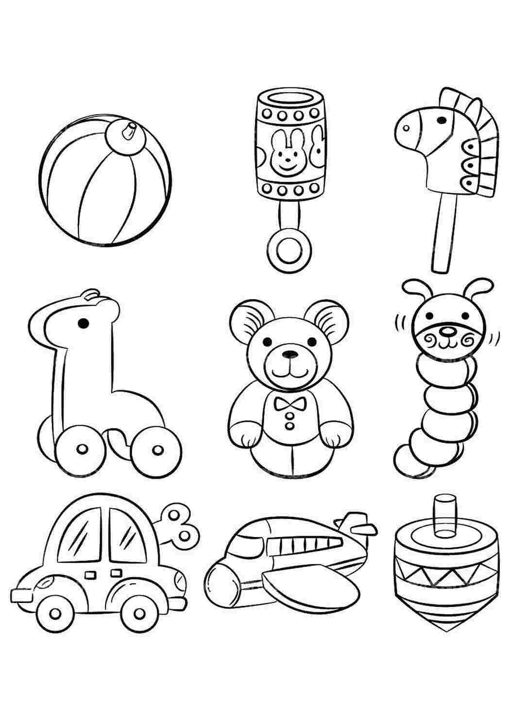 Раскраска Простые детские игрушки