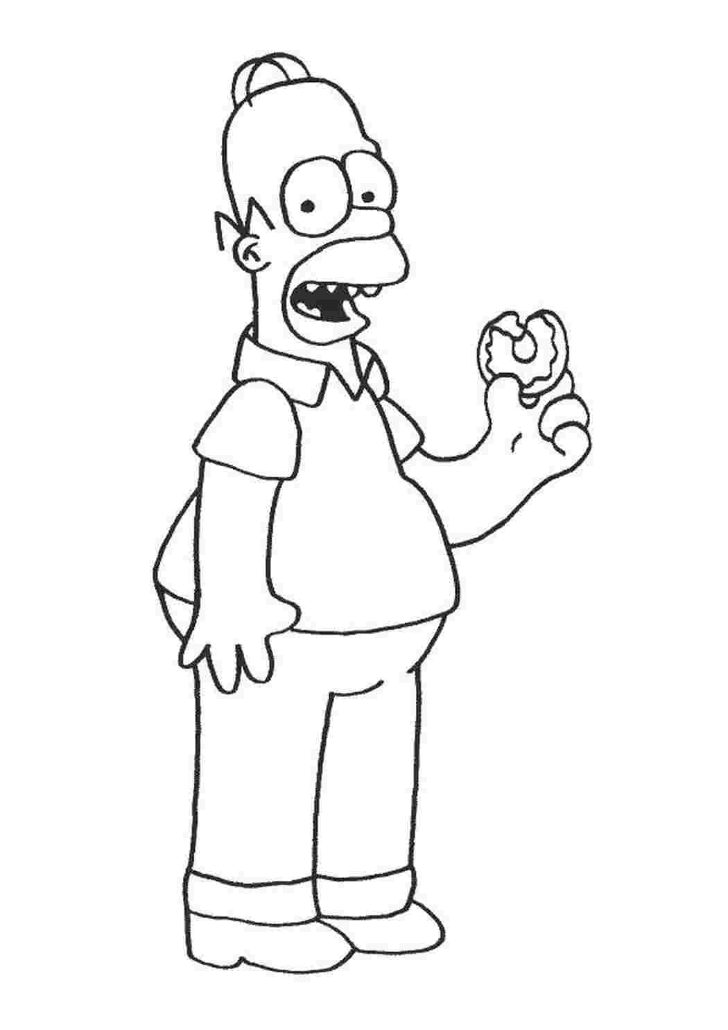 Раскраска Гомер кушает печеньку