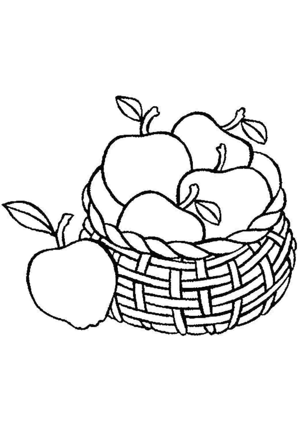 Корзина с яблоками рисование