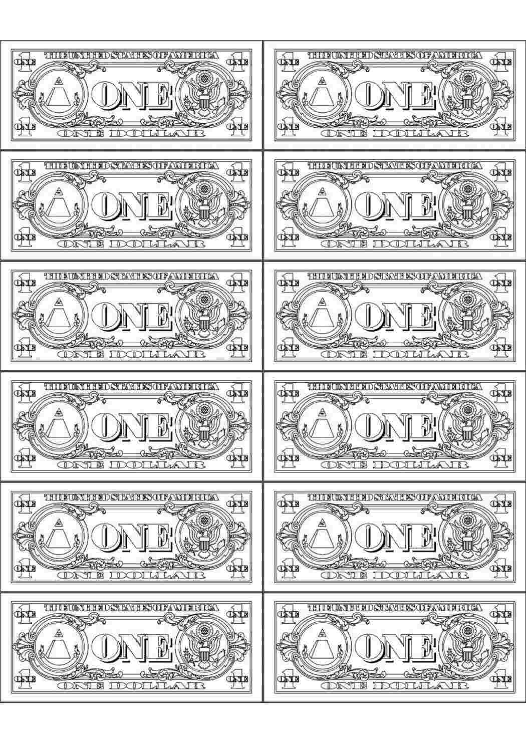 Раскраска Деньги монополий