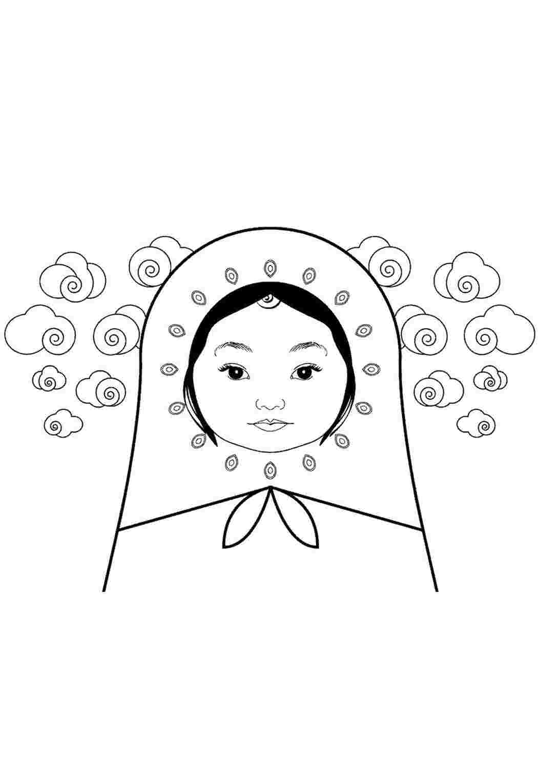 Раскраска Восточная матрешка