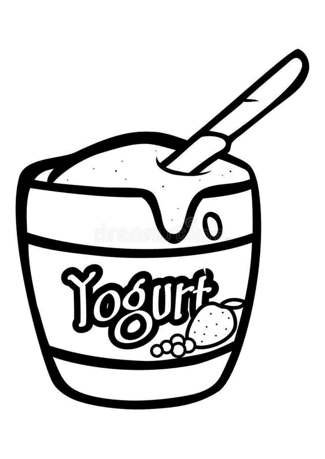 Раскраска йогурт. полезная еда