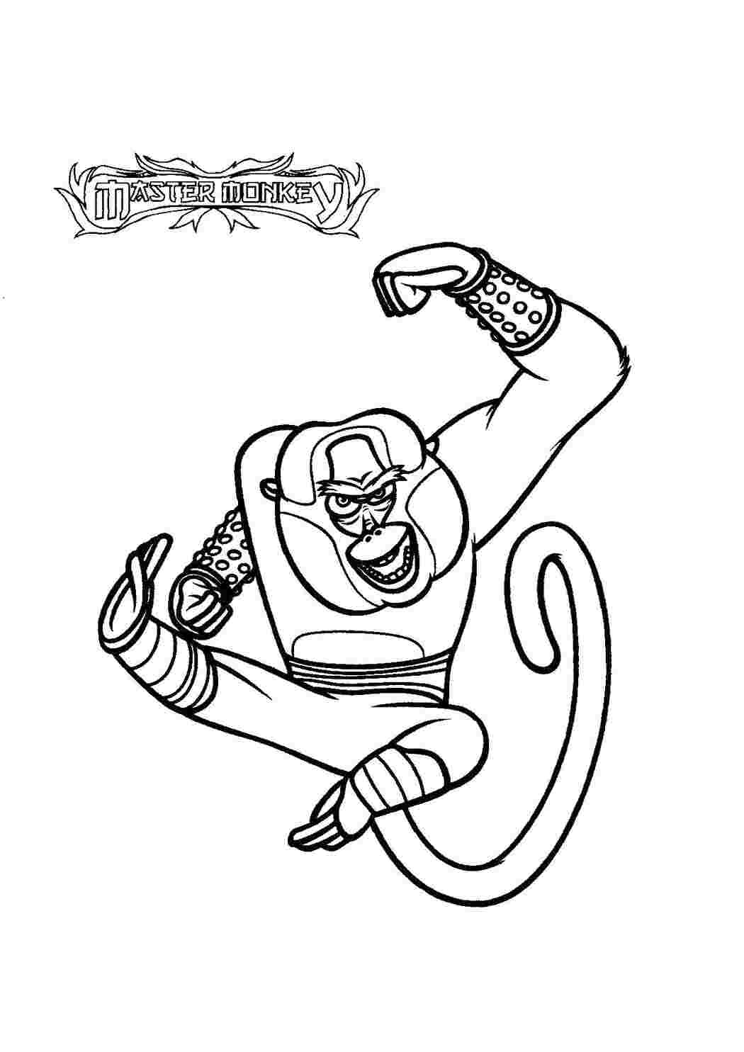 Раскраска Обезьяна. Кунг-фу панда