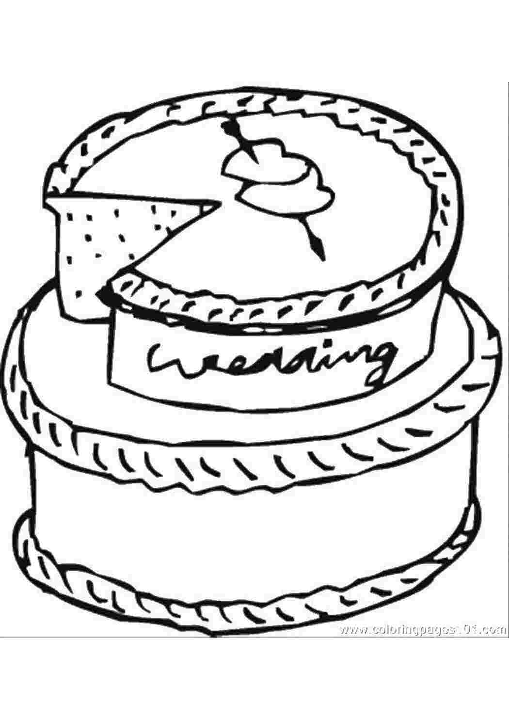 Раскраска свадебный торт
