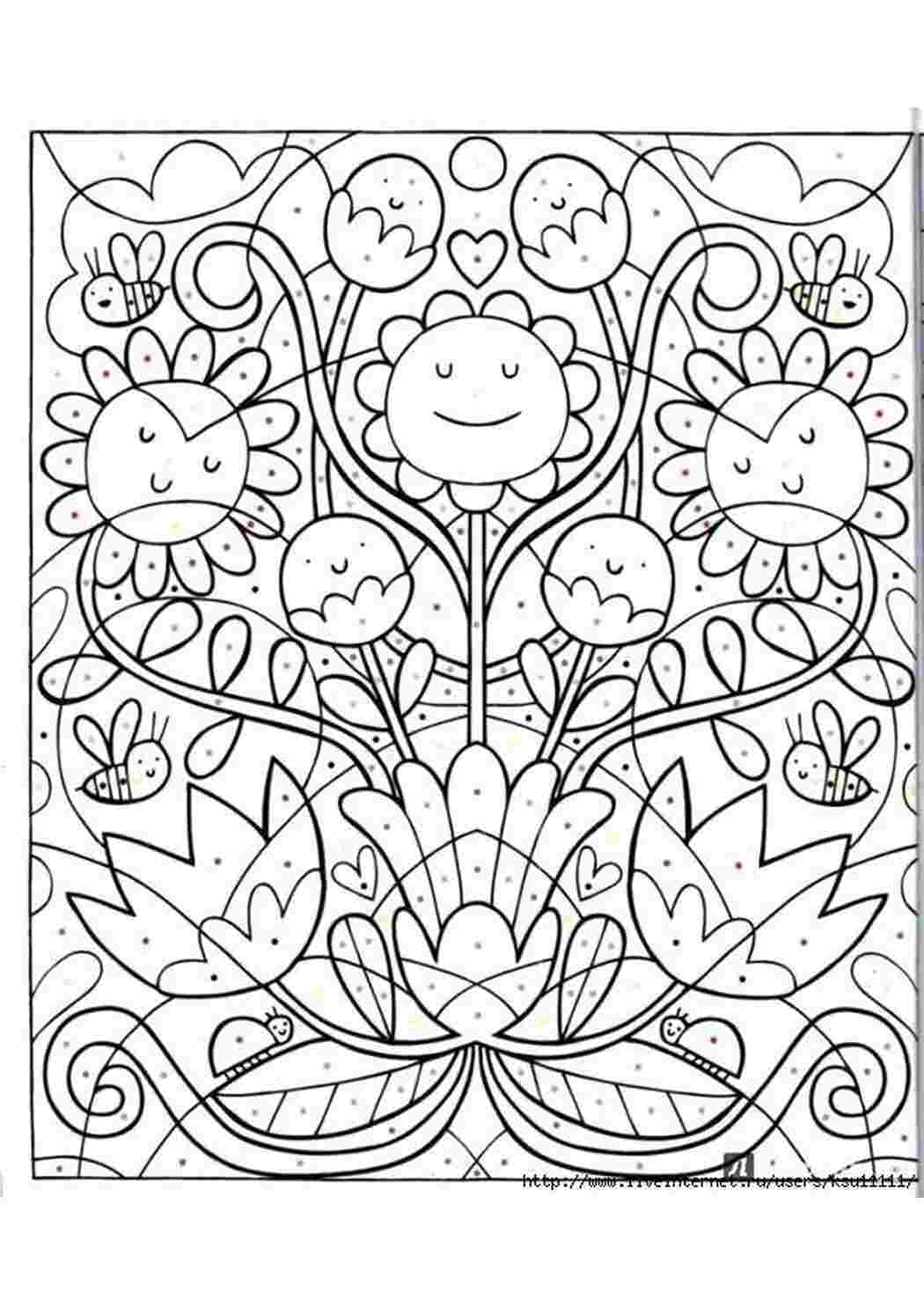 Раскраска Узор милых цветочков