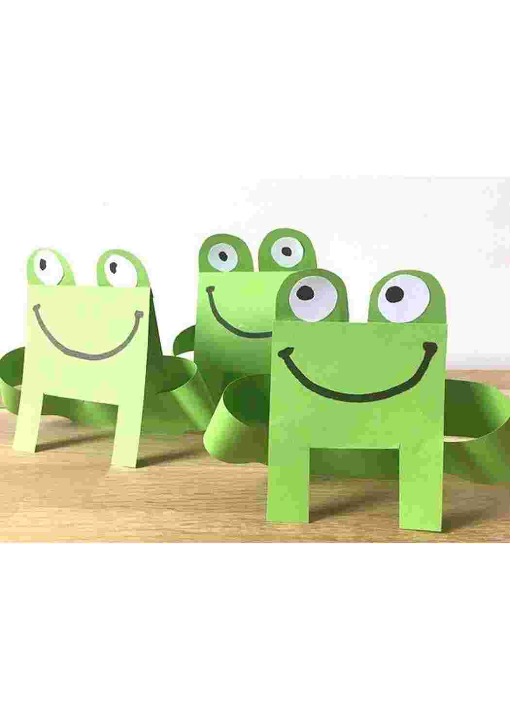 Раскраска Лягушка. Поделка из цветной бумаги. Как сделать лягушку из цветной бумаги