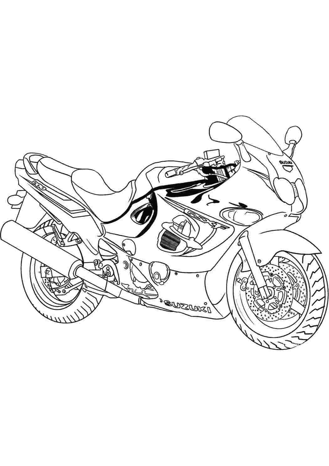 Раскраска Спортивный мотоцикл