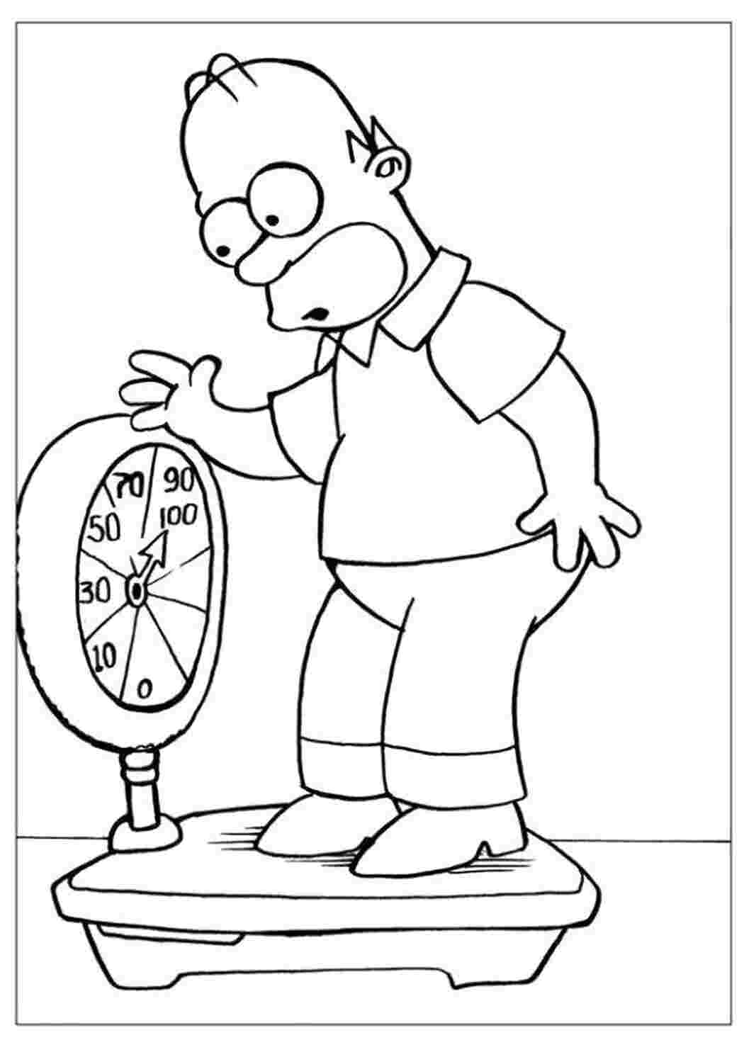 Раскраска Гомер на весах 