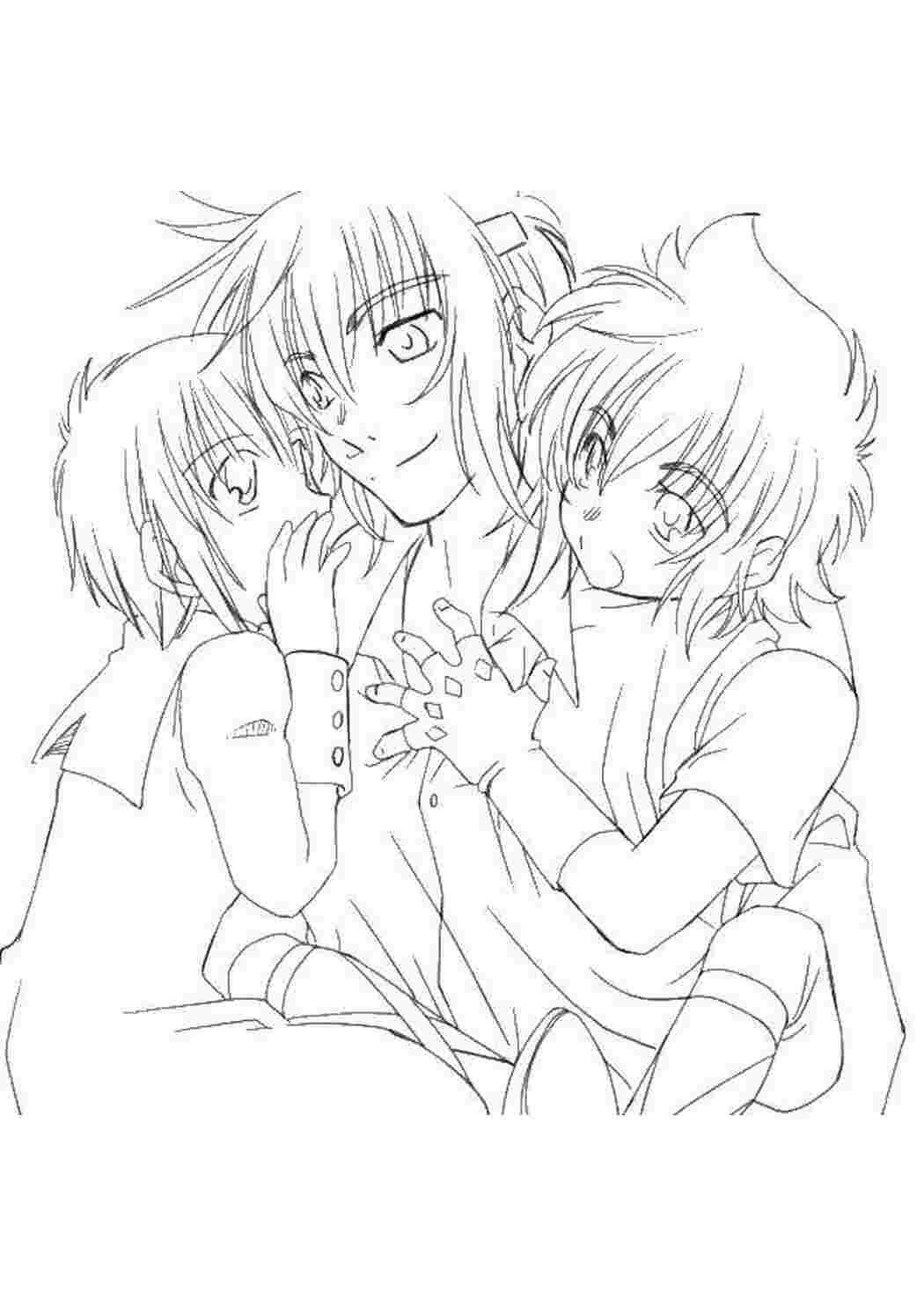 Раскраска Обнимашки аниме