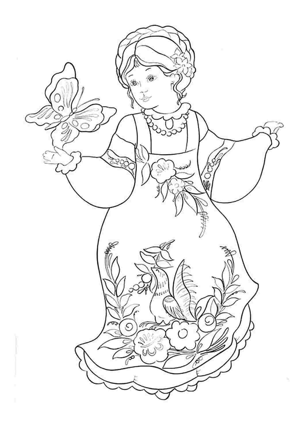 Раскраска Раскраска Городецкая роспись