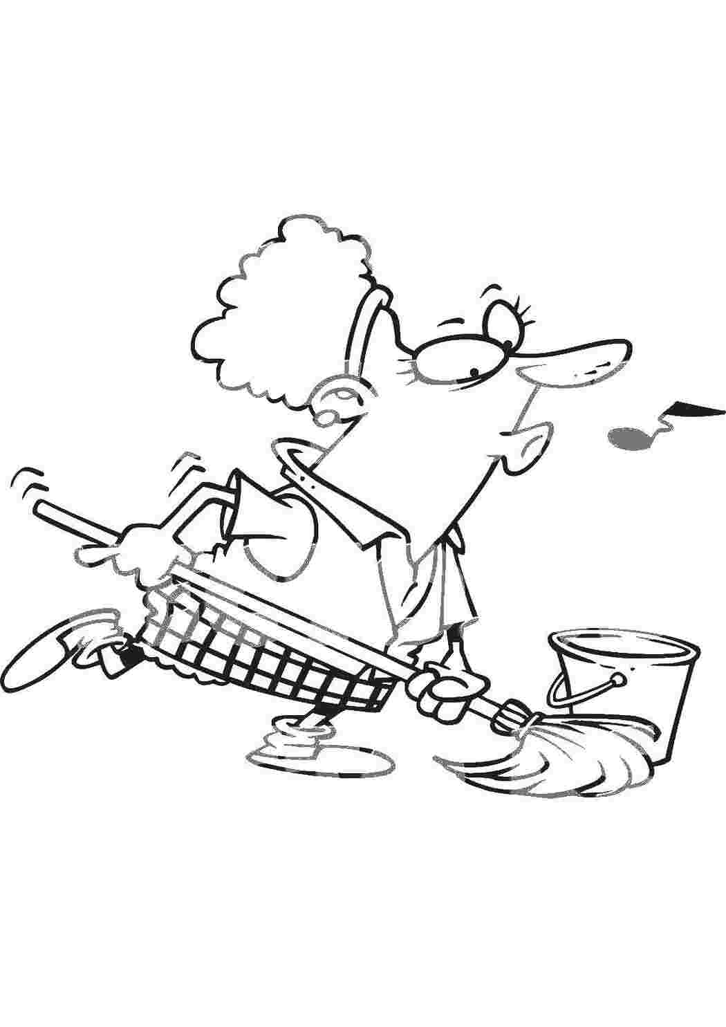 Раскраска Уборщица