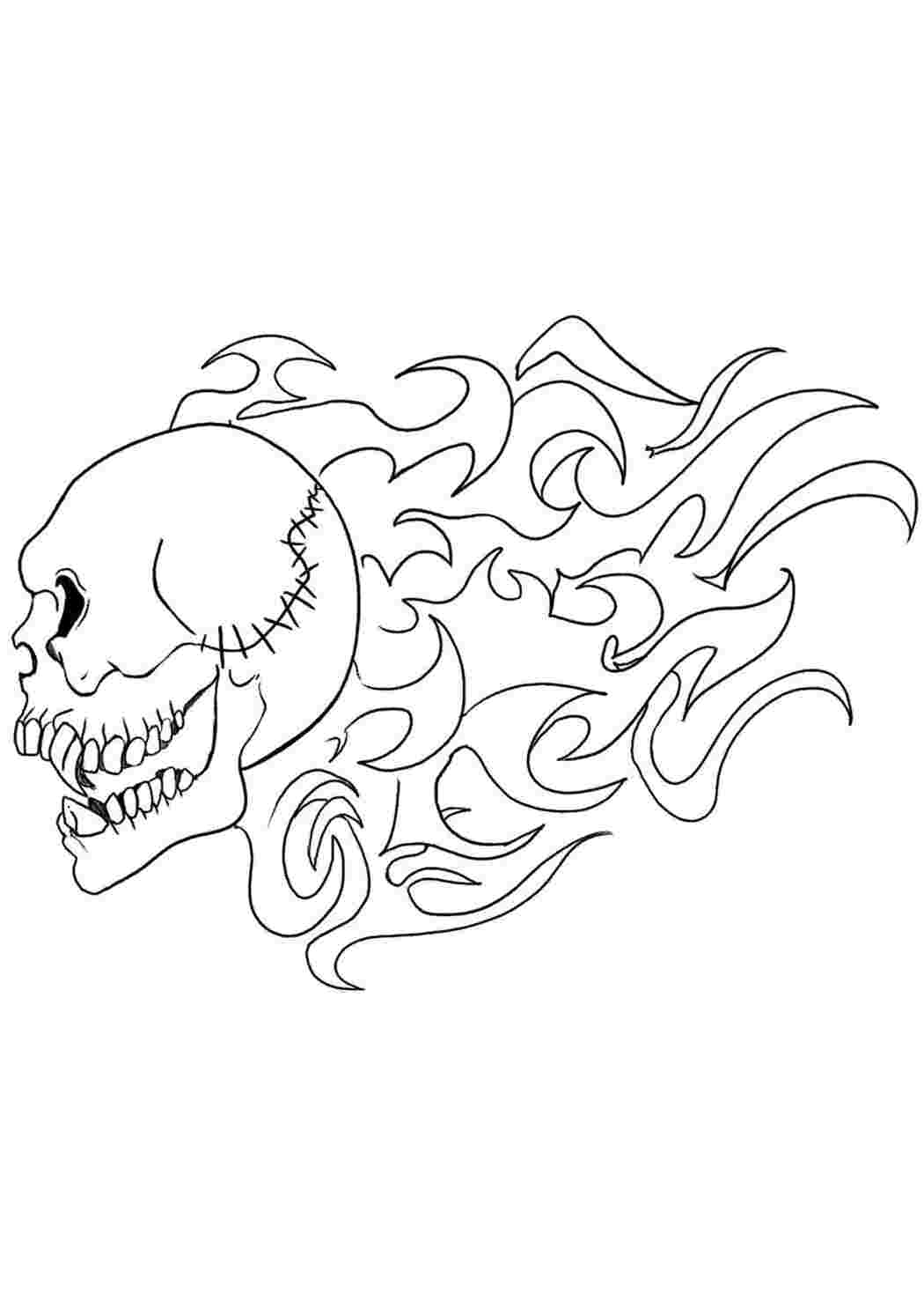 Раскраска Горящий череп