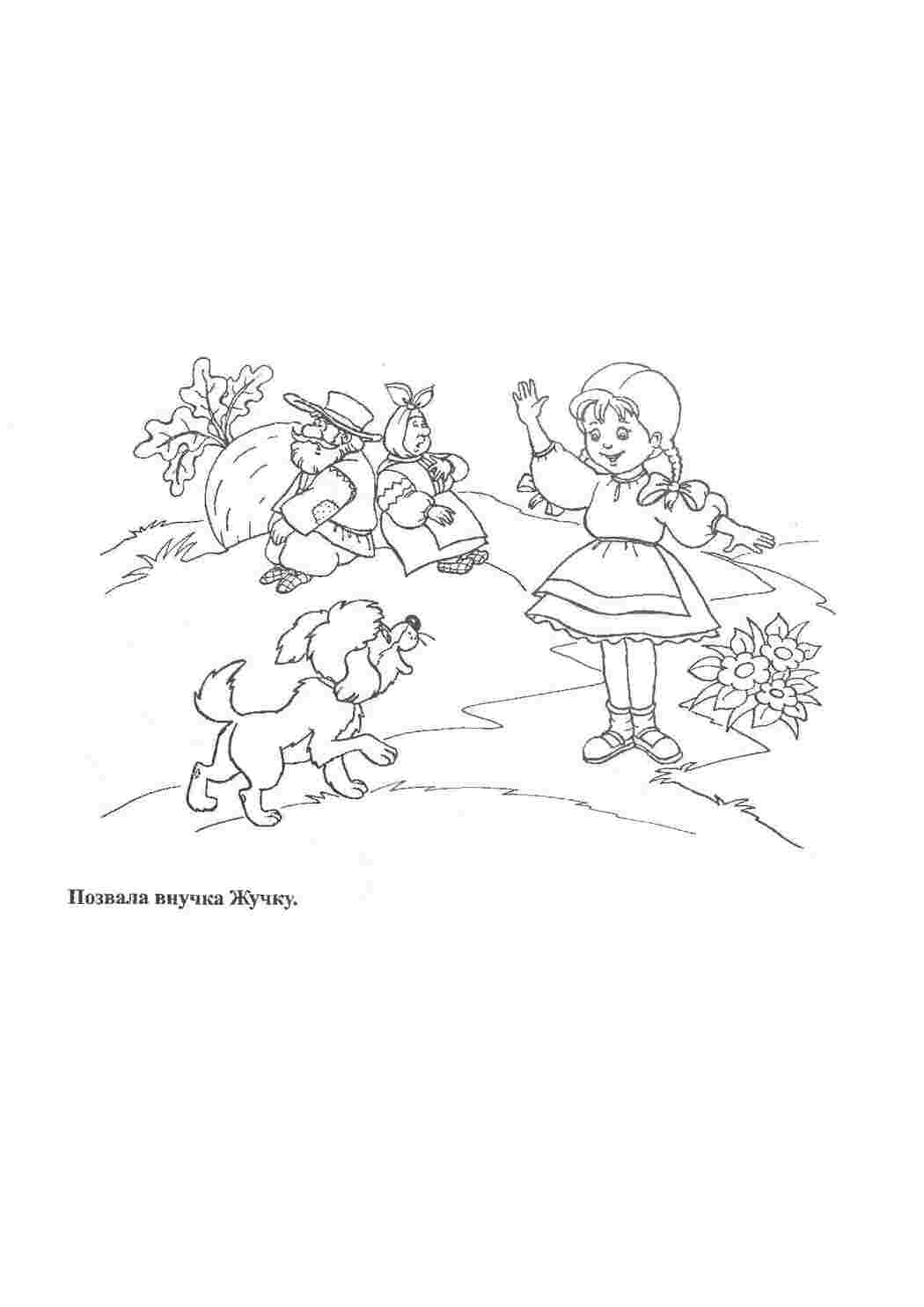 Раскраска Раскраски репку тянут потянут вытянуть не могут репку