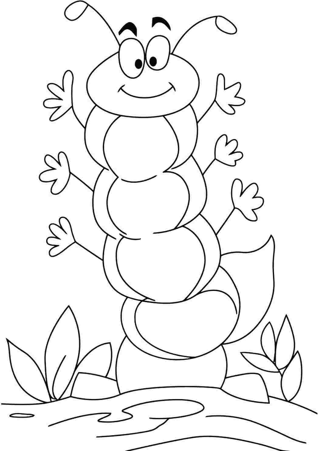 Раскраска Веселая гусеница