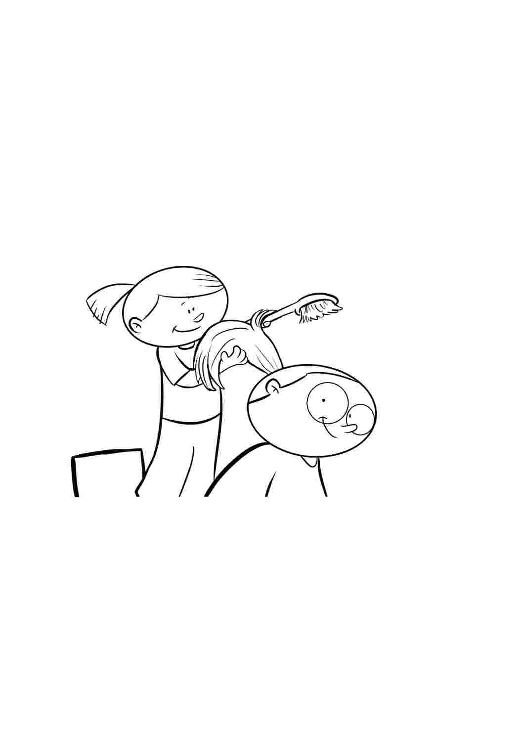 Раскраска Делаем причёску