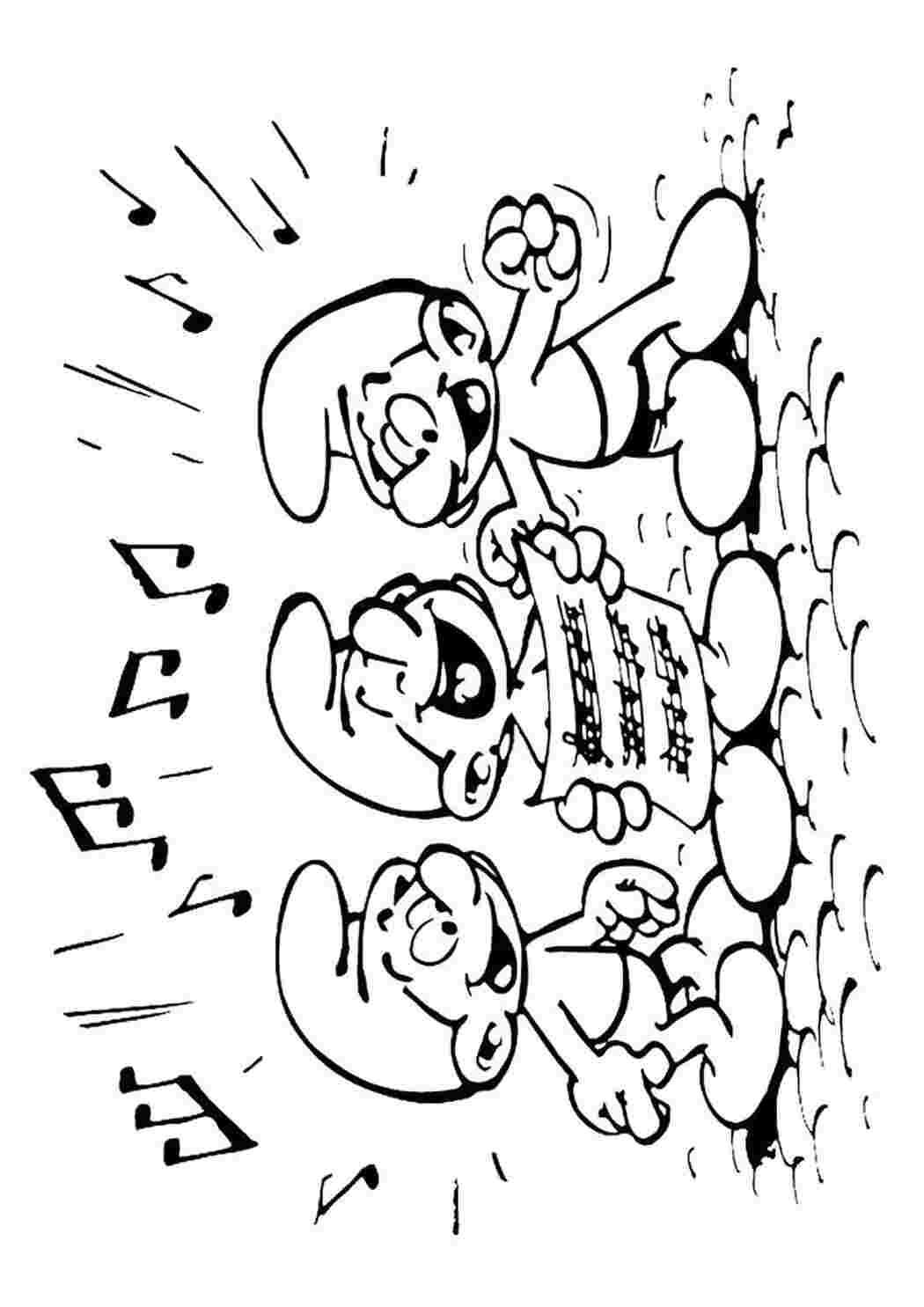 Раскраска Хор Смурфиков