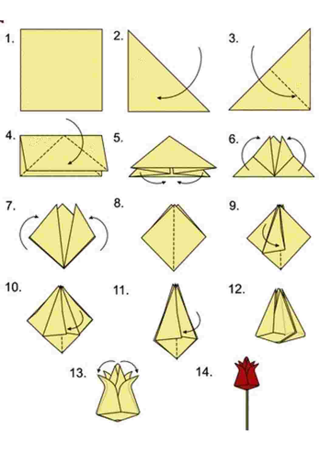 Оригами тюльпан пошагово для начинающих
