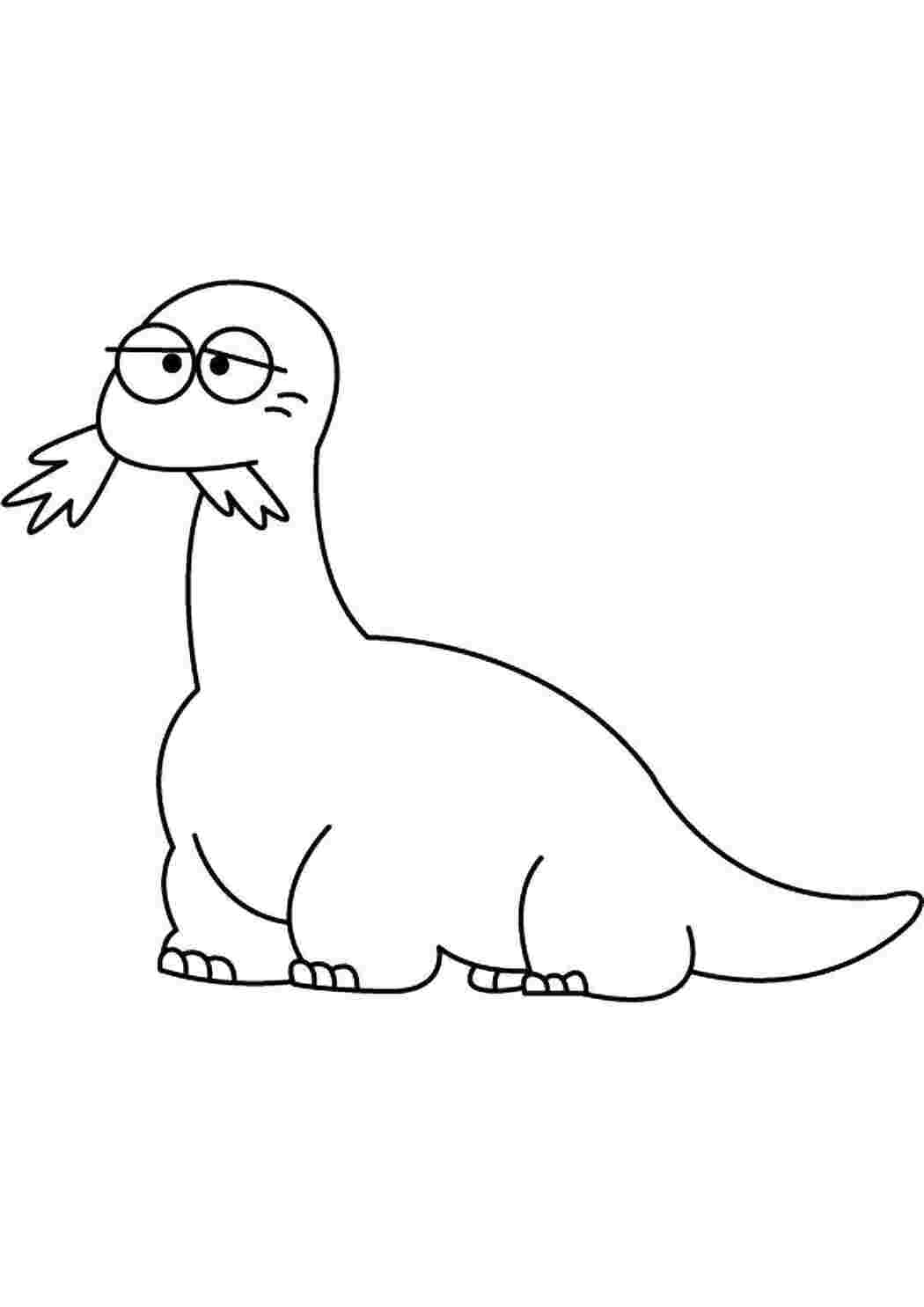 Раскраска Динозавр жует траву