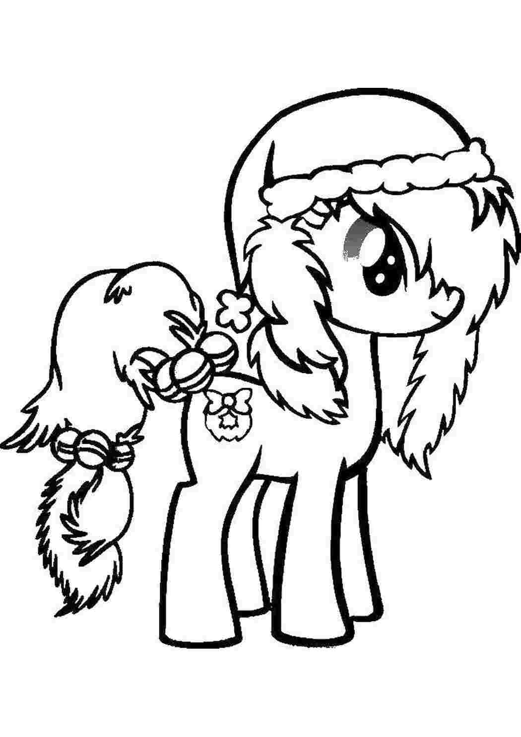 Раскраска Новогодная пони