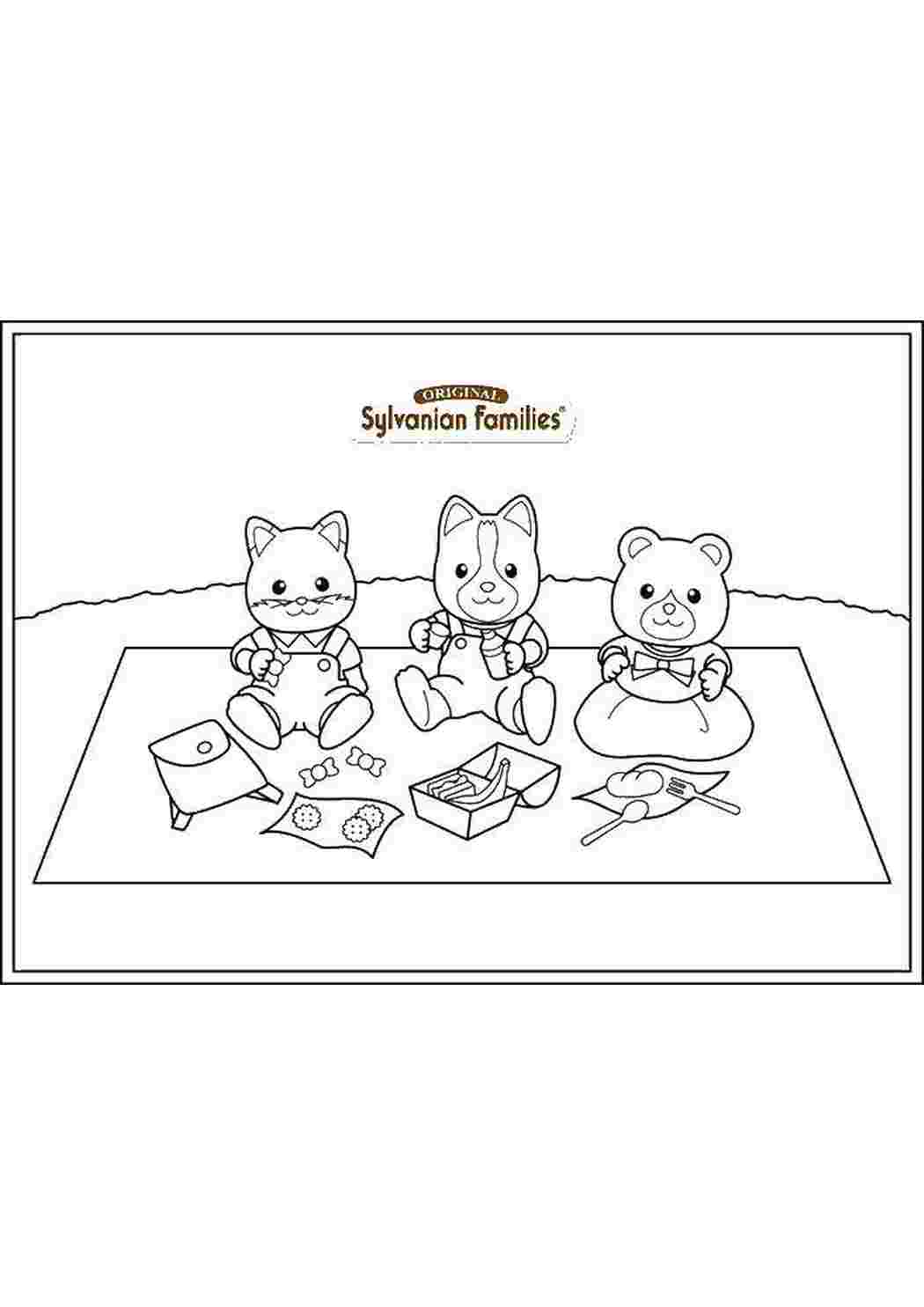 Раскраска Сильвания фэмили на пикнике