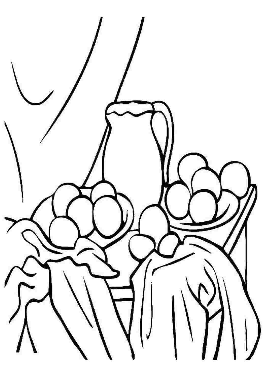 Раскраска Фрукты на столе