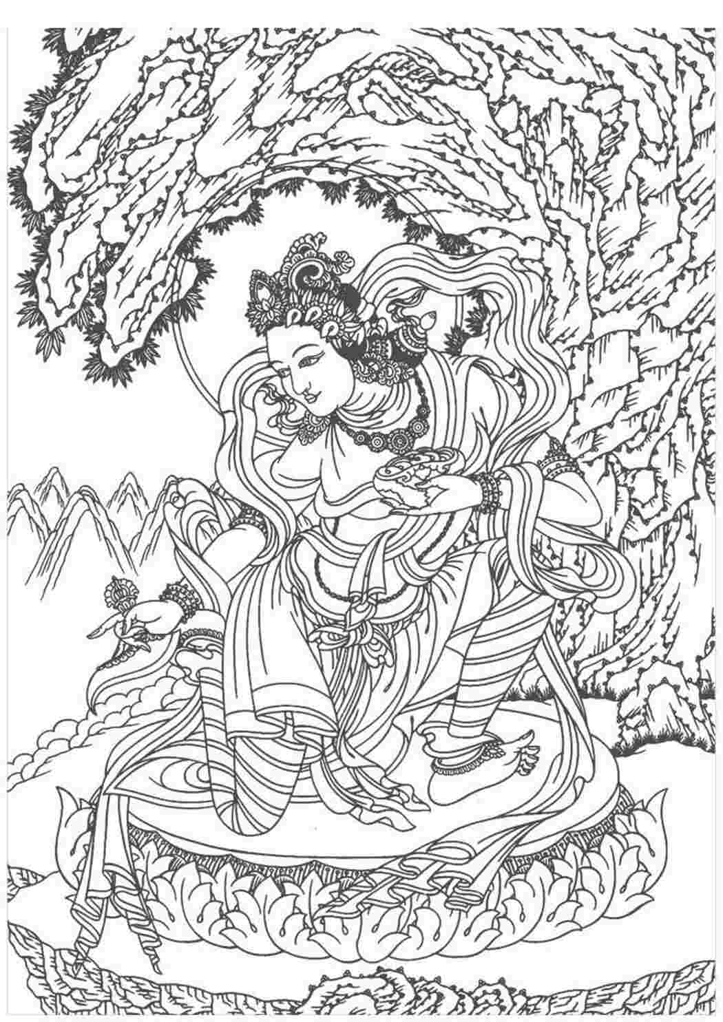 Раскраска сложная буддизм