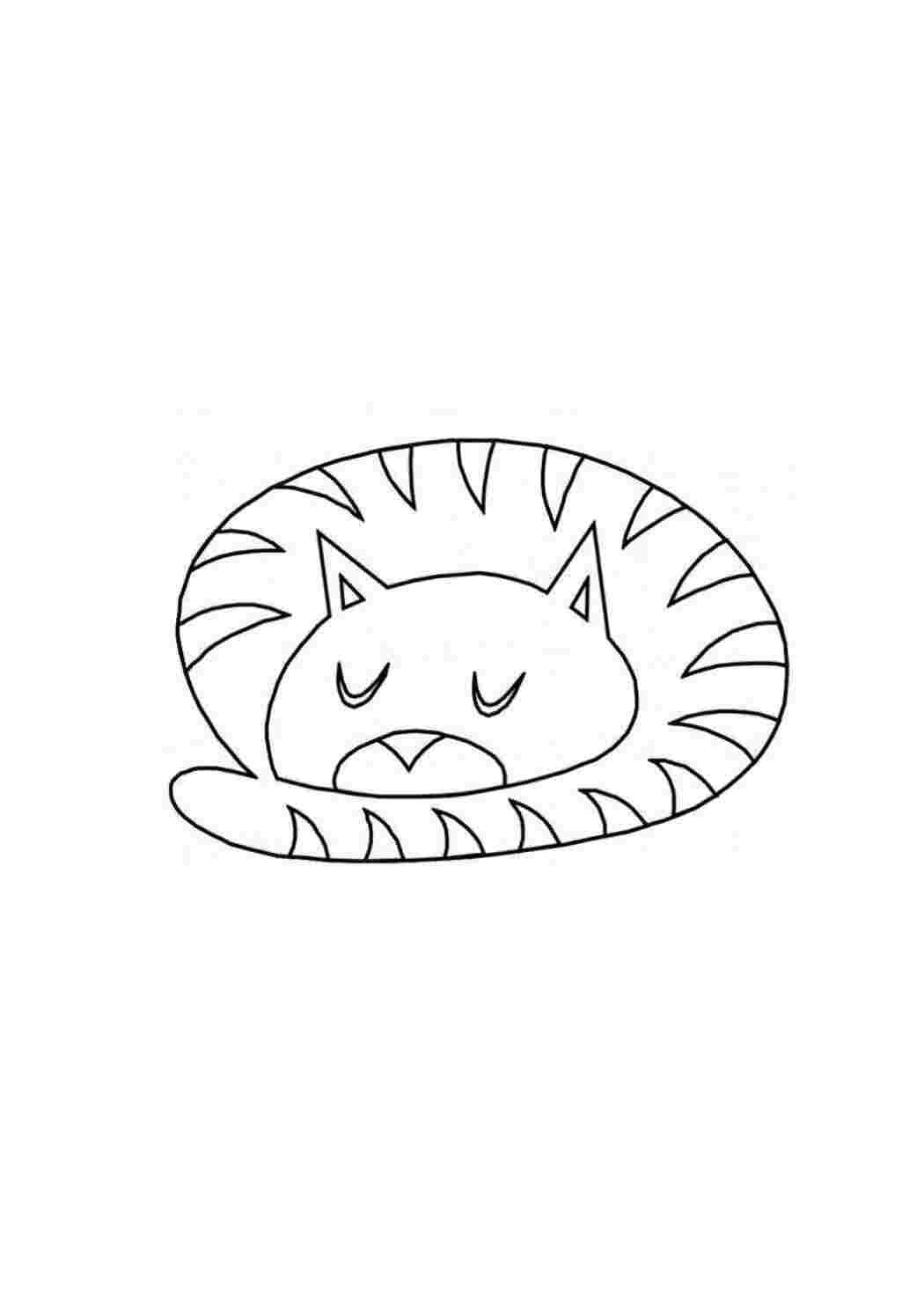Спящий кот раскраска