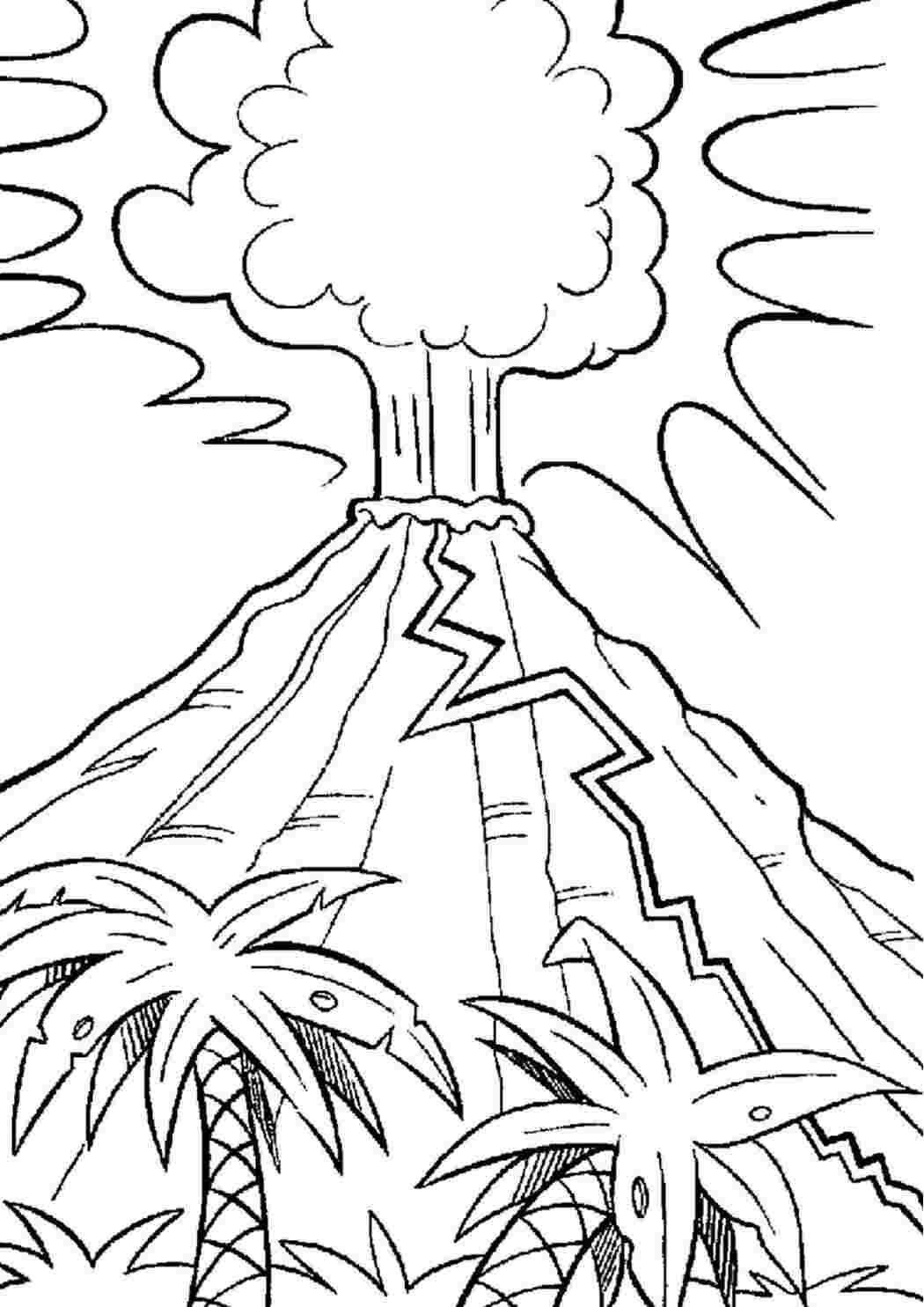 Рисунок вулкана карандашом