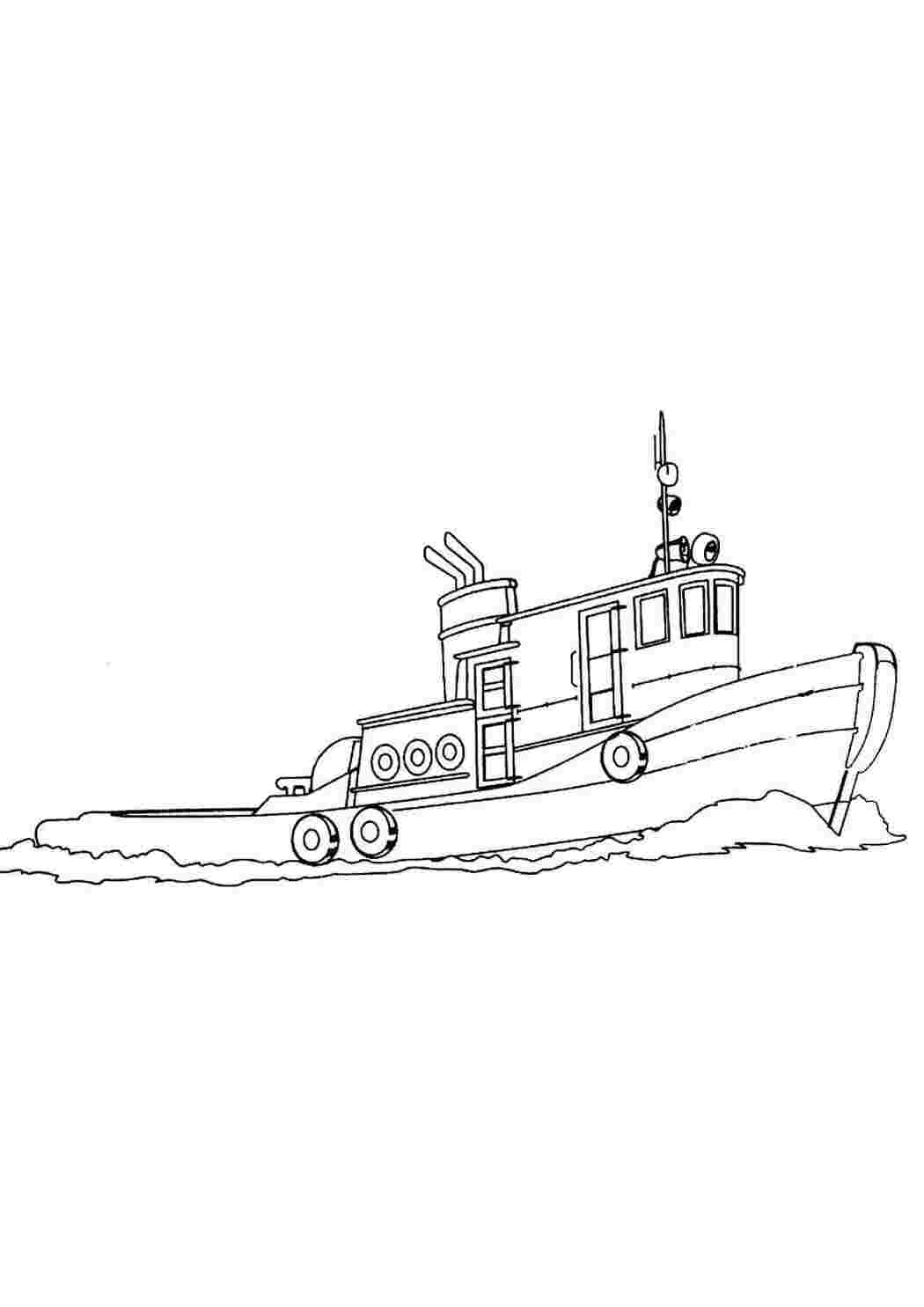 Раскраска Старенький буксир