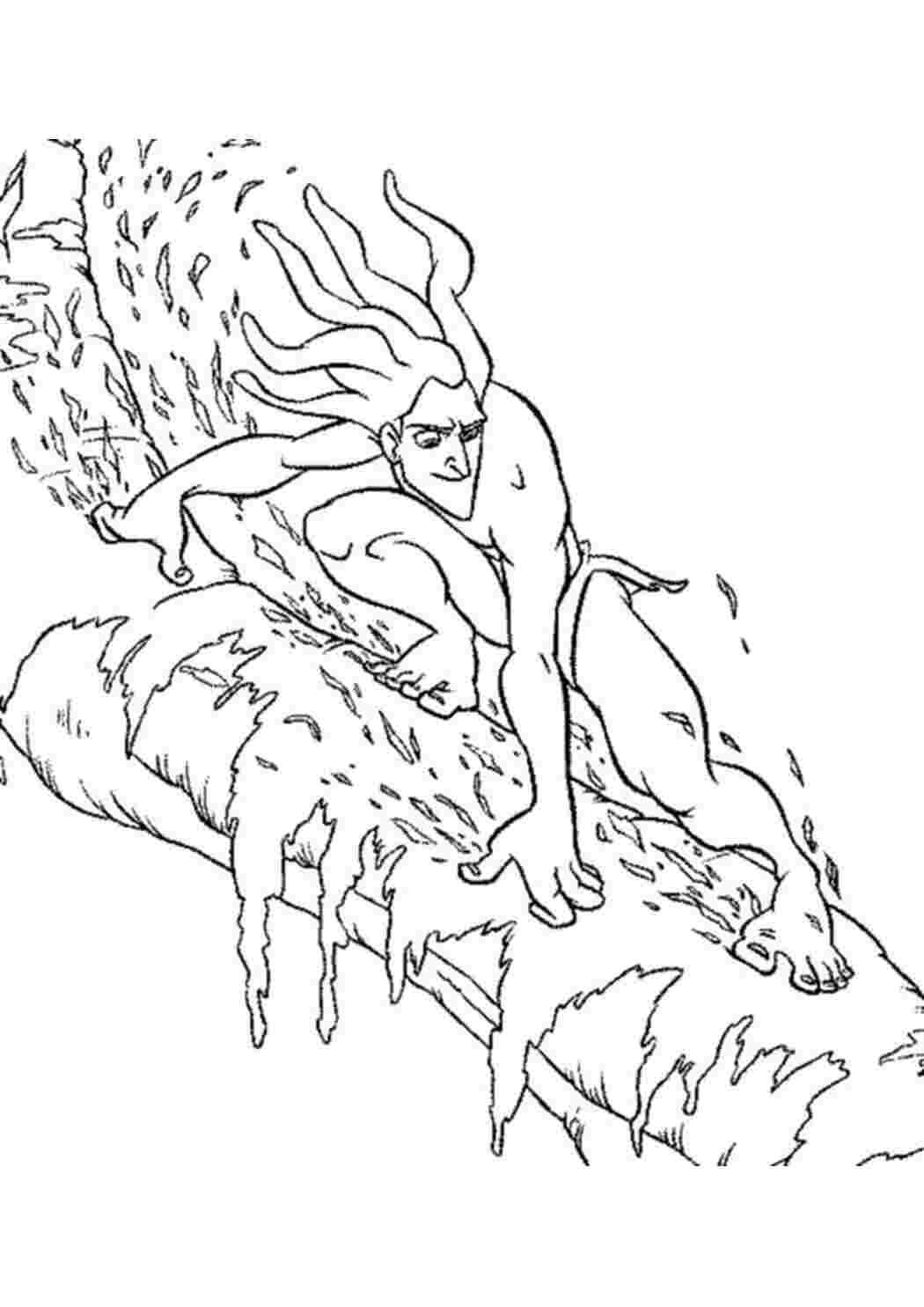 Раскраска  Тарзан на бревне