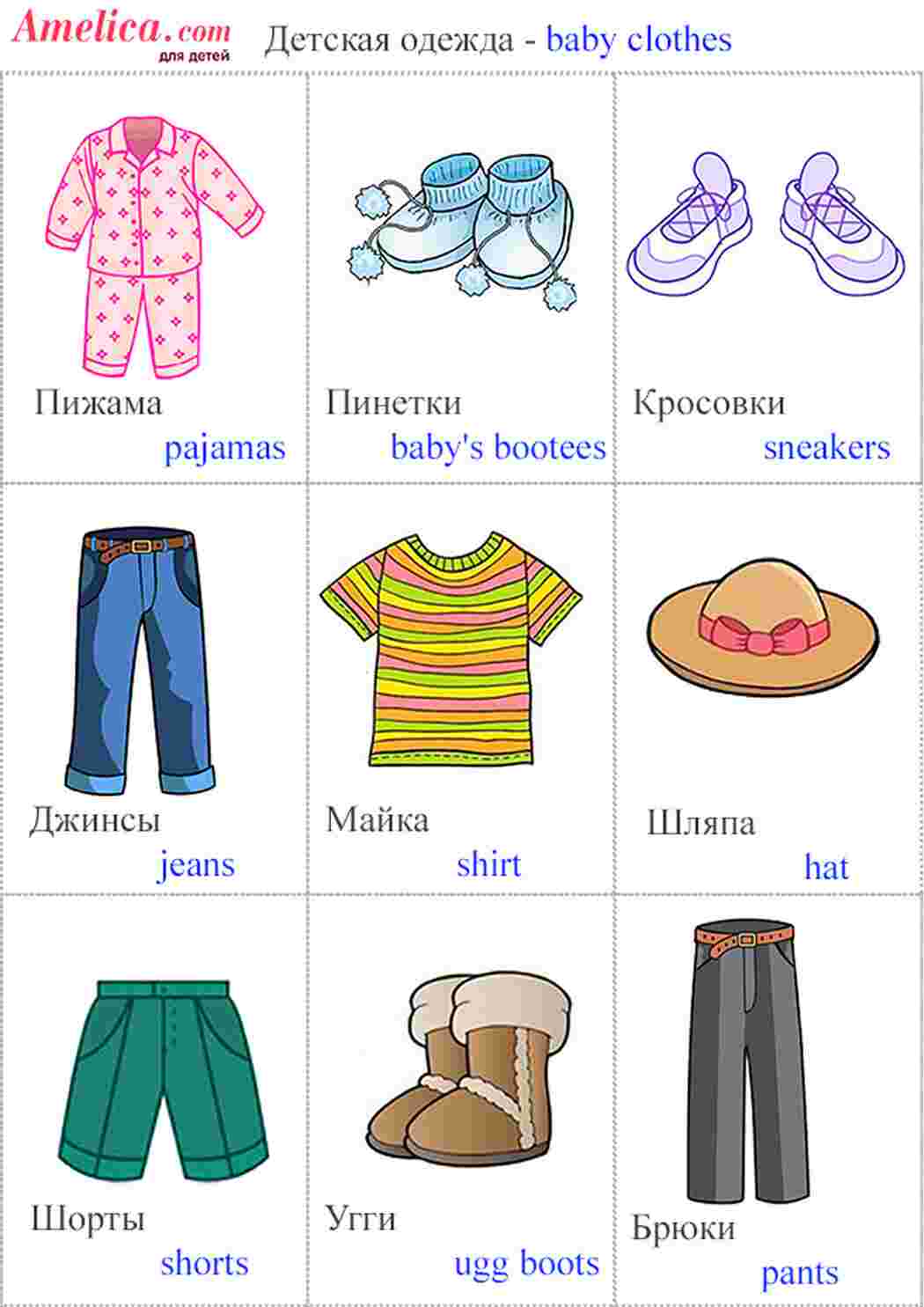 Одежда английский язык для детей