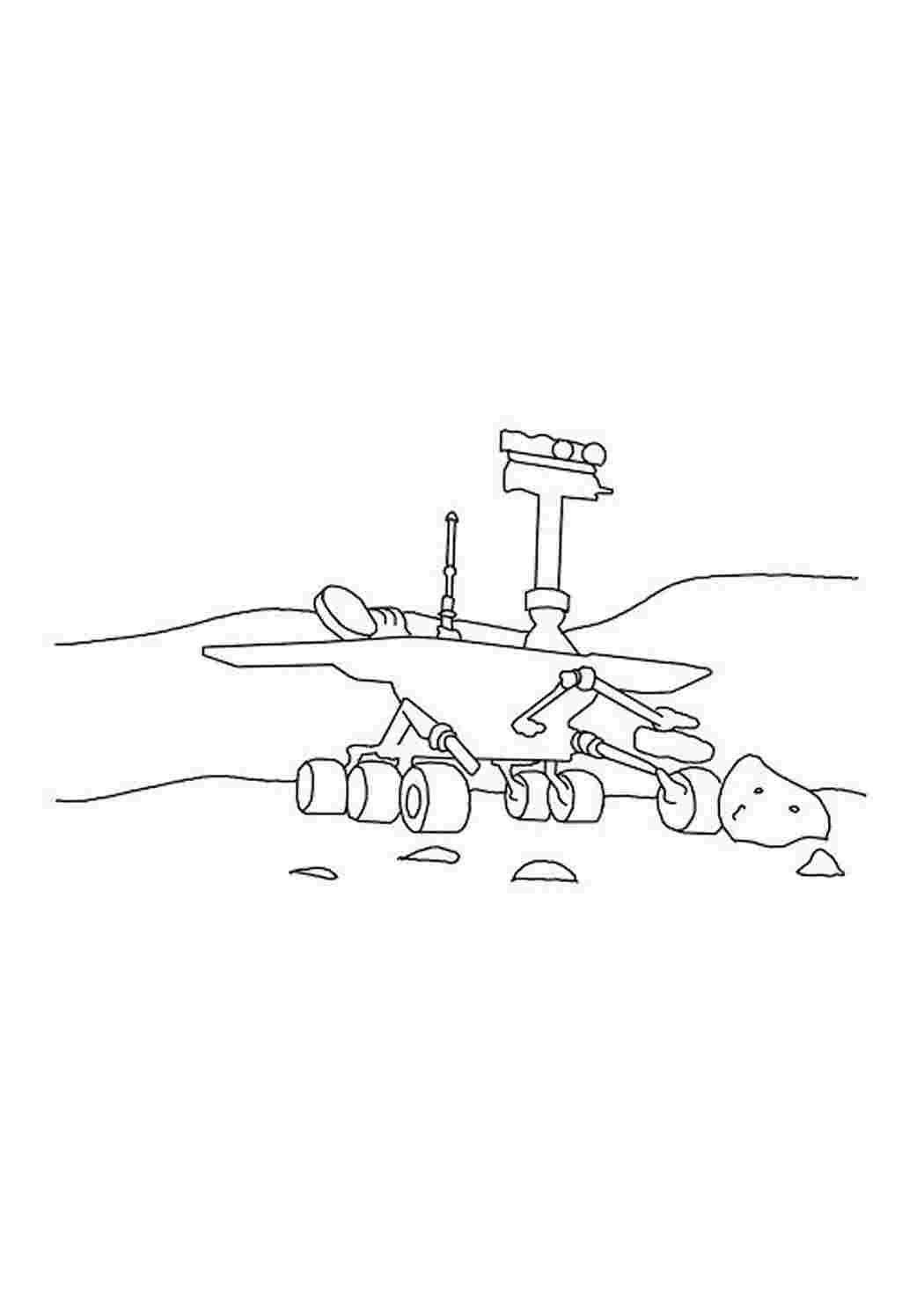 Раскраска Марсоход на марсе