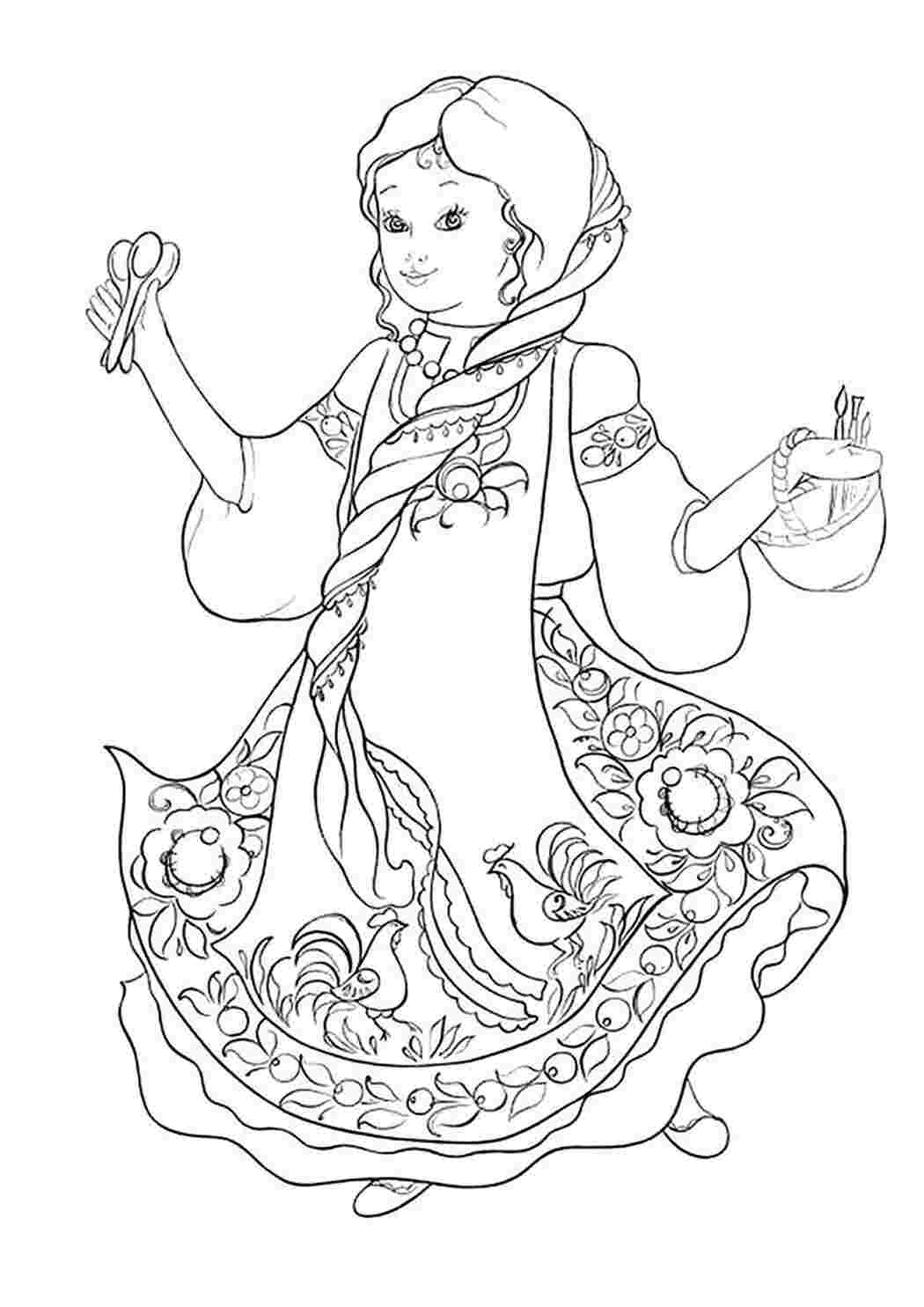 Раскраска Раскраска Городецкая роспись