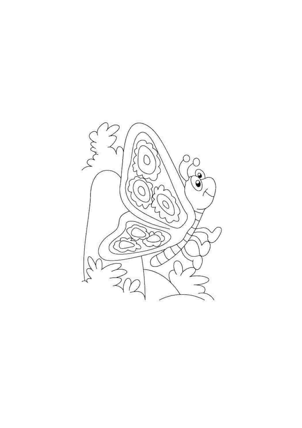Раскраска Смешная бабочка