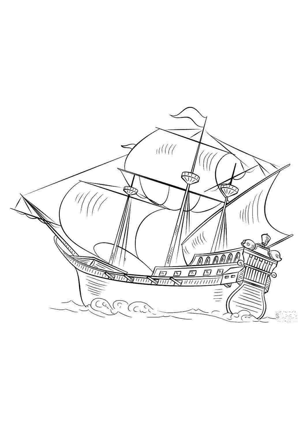 Пиратский корабль сбоку рисунок